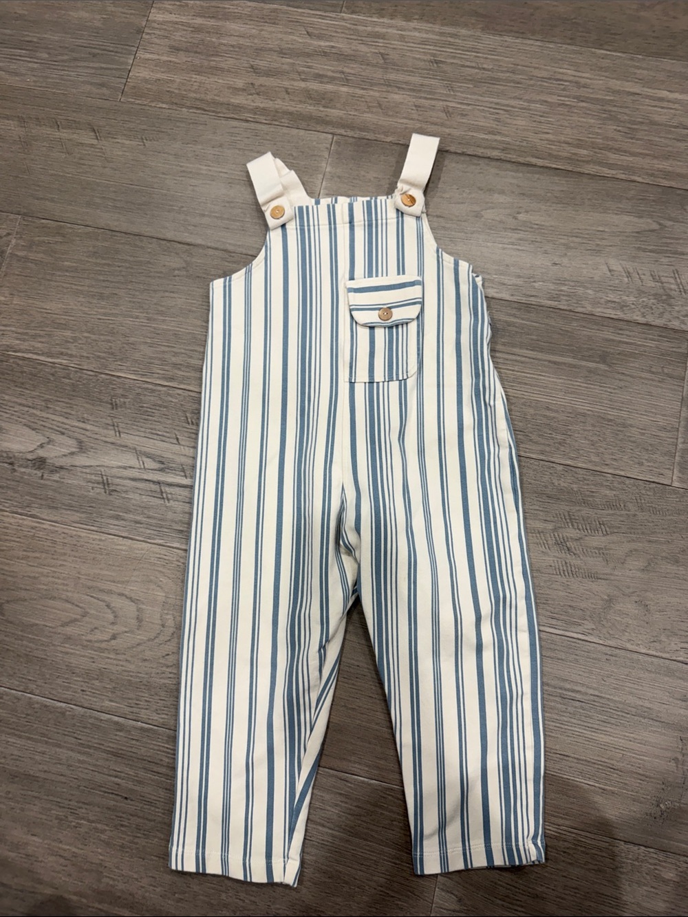 SNUG - Striped Blue & White Kids One-Piece Overalls